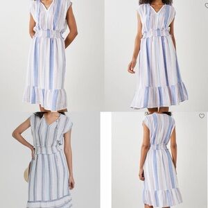 RAILS Ashlyn Midi Blue & White Striped Linen Dress